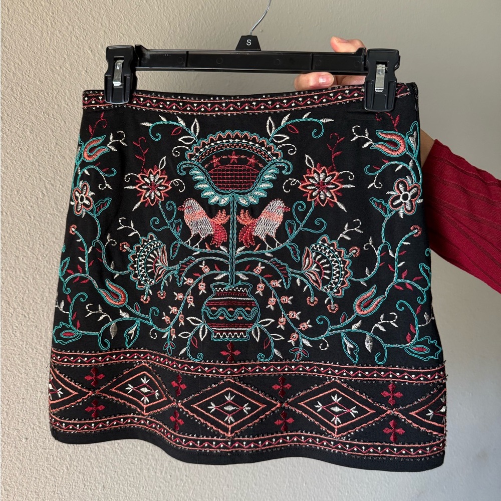 Embroidered Black Skirt